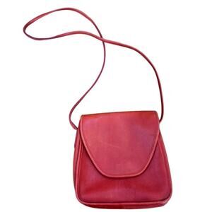 Coach Women's Cherry Red Leather Lindsay Crossbody Purse Saddle Bag